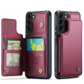 For Samsung Galaxy S21 5G CaseMe C22 Card Slots Holder RFID Anti-theft Phone Case(Wine Red)