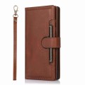 For Samsung Galaxy S22+ 5G Wristband Card Slot Leather Phone Case(Coffee)