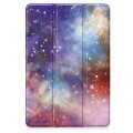 For Samsung Galaxy Tab A9+ Painted 3-folding Holder TPU Smart Leather Tablet Case(Milky Way Nebula)