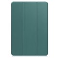 For Samsung Galaxy Tab A9+ Custer 3-folding Holder TPU Smart Leather Tablet Case(Dark Green)