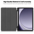 For Samsung Galaxy Tab A9+ Custer 3-folding Holder TPU Smart Leather Tablet Case(Grey)