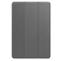 For Samsung Galaxy Tab A9+ Custer 3-folding Holder TPU Smart Leather Tablet Case(Grey)