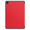 For Samsung Galaxy Tab A9+ Custer 3-folding Holder TPU Smart Leather Tablet Case(Red)