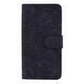 For iPhone 15 Mandala Embossed Dual-Fold Calf Leather Phone Case(Black)