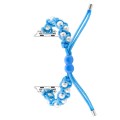 For Apple Watch SE 2023 44mm Paracord Gypsophila Beads Drawstring Braided Watch Band(Blue)