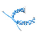 For Apple Watch SE 2023 44mm Paracord Gypsophila Beads Drawstring Braided Watch Band(Blue)