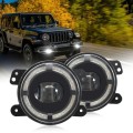 For Jeep Wrangler JK 2 Door 2007-2015 Y5 4 inch 1 Pair Light Guide Single Lens Fog Light(Yellow Whit