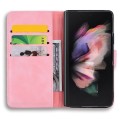 For Samsung Galaxy Z Fold3 5G Mandala Embossed Dual-Fold Calf Leather Phone Case(Pink)