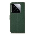 For Xiaomi 14 Ultra KHAZNEH Side-Magnetic Litchi Genuine Leather RFID Phone Case(Green)
