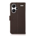For Xiaomi Redmi Note 13 Pro+ KHAZNEH Side-Magnetic Litchi Genuine Leather RFID Phone Case(Brown)