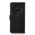 For Xiaomi Redmi A3 KHAZNEH Side-Magnetic Litchi Genuine Leather RFID Phone Case(Black)