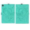 For Samsung Galaxy Tab A9 Love Butterfly Embossed Leather Tablet Case(Mint Green)
