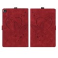 For Samsung Galaxy Tab A9+ Love Butterfly Embossed Leather Tablet Case(Red)
