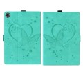 For Samsung Galaxy Tab A9+ Love Butterfly Embossed Leather Tablet Case(Mint Green)