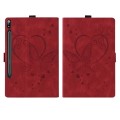 For Samsung Galaxy Tab S9 FE Love Butterfly Embossed Leather Tablet Case(Red)