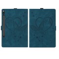 For Samsung Galaxy Tab S9 FE Love Butterfly Embossed Leather Tablet Case(Blue)