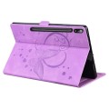 For Samsung Galaxy Tab S9 FE Love Butterfly Embossed Leather Tablet Case(Purple)