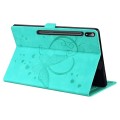 For Samsung Galaxy Tab S9 FE+ Love Butterfly Embossed Leather Tablet Case(Mint Green)