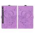 For Samsung Galaxy Tab S9 FE+ Love Butterfly Embossed Leather Tablet Case(Purple)