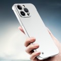 For iPhone 15 Pro Max Frameless Metallic Paint Hybrid PC Phone Case(Space Silver)