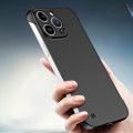 For iPhone 15 Pro Max Frameless Metallic Paint Hybrid PC Phone Case(Matte Black)
