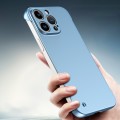 For iPhone 15 Pro Max Frameless Metallic Paint Hybrid PC Phone Case(Sierra Blue)