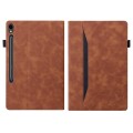 For Samsung Galaxy Tab S9 FE Splicing Shockproof Leather Tablet Case(Brown)