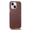 For iPhone 15 Litchi Texture Back Cover Phone Case(Brown)