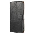 For iPhone 15 Pro Crazy Horse Texture Detachable Horizontal Flip PU Case(Black)