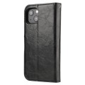 For iPhone 15 Plus Crazy Horse Texture Detachable Horizontal Flip PU Case(Black)