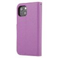 For iPhone 15 Cross Texture Detachable Horizontal Flip PU Leather Case(Purple)
