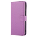 For iPhone 15 Pro Cross Texture Detachable Horizontal Flip PU Leather Case(Purple)
