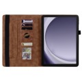 For Samsung Galaxy Tab A9+ Calf Texture Embossed Leather Tablet Case(Brown)