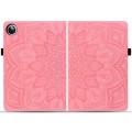 For Samsung Galaxy Tab A9+ Calf Texture Embossed Leather Tablet Case(Pink)