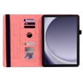 For Samsung Galaxy Tab A9+ Calf Texture Embossed Leather Tablet Case(Pink)