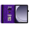 For Samsung Galaxy Tab A9+ Calf Texture Embossed Leather Tablet Case(Purple)