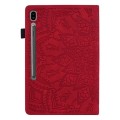 For Samsung Galaxy Tab S9 FE+ Calf Texture Embossed Leather Tablet Case(Red)