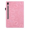 For Samsung Galaxy Tab S9 Ultra Calf Texture Embossed Leather Tablet Case(Pink)