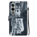 For OnePlus Nord CE4 5G Crystal Texture Colored Drawing Leather Phone Case(Cat Tiger Reflection)