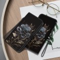 For Google Pixel 8a Crystal Texture Colored Drawing Leather Phone Case(Black Rose)