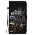 For Google Pixel 8a Crystal Texture Colored Drawing Leather Phone Case(Black Rose)
