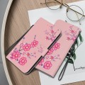 For Google Pixel 8a Crystal Texture Colored Drawing Leather Phone Case(Cherry Blossoms)