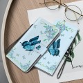 For Google Pixel 8a Crystal Texture Colored Drawing Leather Phone Case(Blue Pansies)