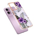 For Motorola Moto G04 4G / G24 4G Electroplating IMD TPU Phone Case(Purple Flower)