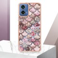 For Motorola Moto G34 Electroplating IMD TPU Phone Case(Pink Scales)