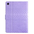 For Samsung Galaxy Tab A9 Solid Color Crocodile Texture Smart PU Tablet Case with Sleep / Wake-up Fu