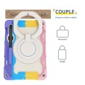 For Samsung Galaxy Tab S9 Armor Portable Rotating Ring Holder Silicone Tablet Case(Colorful Pink)