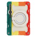 For Samsung Galaxy Tab S9 Armor Portable Rotating Ring Holder Silicone Tablet Case(Colorful Red)