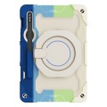 For Samsung Galaxy Tab S9 Armor Portable Rotating Ring Holder Silicone Tablet Case(Colorful Blue)