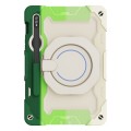 For Samsung Galaxy Tab S9 Armor Portable Rotating Ring Holder Silicone Tablet Case(Colorful Green)